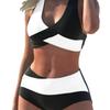 European and American New Swimsuit Split Splicing Contrasting Color Bikini Seaside Bikini Color Matching