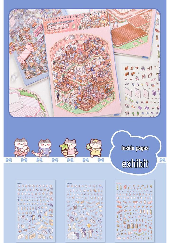 Light Luxury Cartoon Miniature Scene Sticker Book: Creative Fun DIY Stickers