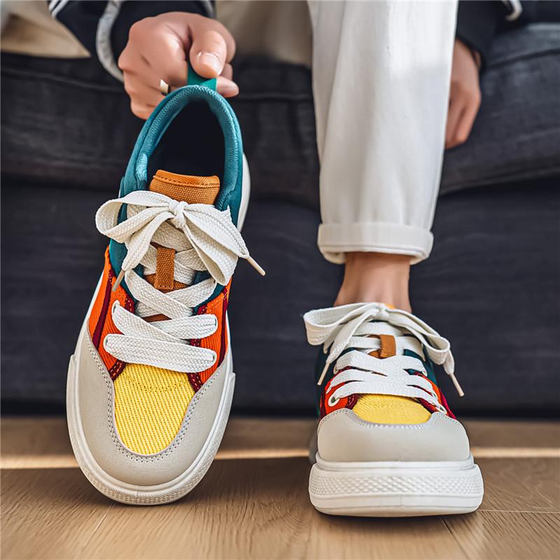 2026 New Trendy Breathable Thick Bottom Low cut Comfortable Casual Niche Color blocked Casual Sneakers Canvas