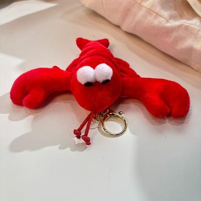 Porte-clés Peluche Écrevisse Mignonne Dessin Animé Homard Doux Pendentif Poupée Rembourrée Décoration Sac à Dos Porte-Clés de Voiture Cadeau Enfant