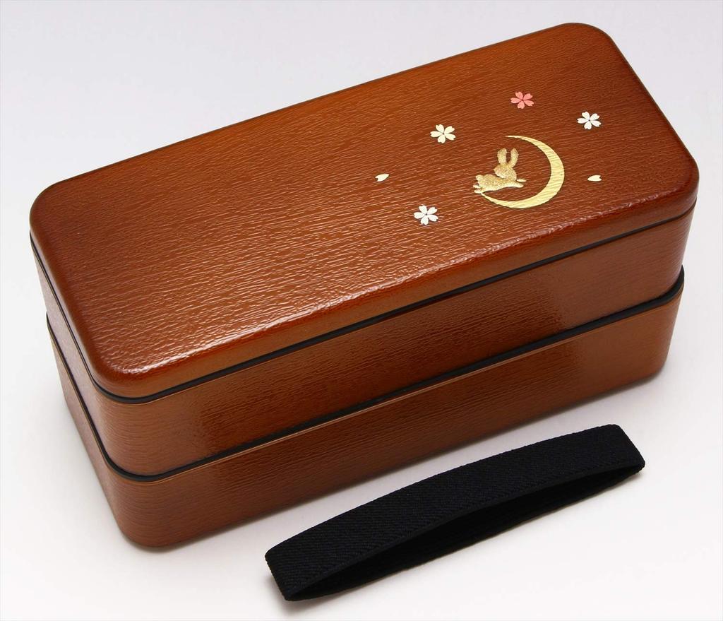 Yamanaka Lacquer Wood Grain Square Lunch Box Moon Rabbit M16408-4