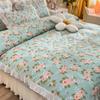 New Pure Cotton Environmental Protection Digital Printing Flower Fairy Women's Lace Large Lace Bed Cover Three-Piece Set Four-Piece Set