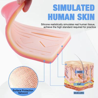 Silicone Skin Pad Suture Training Kit Surgical Wound for Surgeon Medical Practice Training Traumatic Suture Practice Skin Use