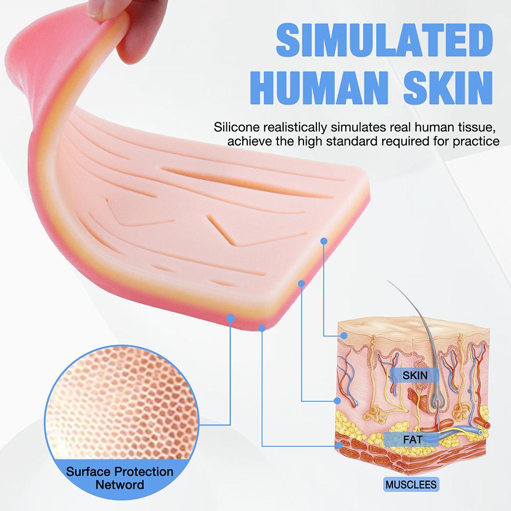 Silikon Hautkissen Nahtübungskit Chirurgische Wunde für Chirurg Medizinische Praxisübung Traumatische Nahtübung Hautanwendung