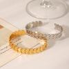 Leaf Bangle for Women, Light Luxury High-end Adjustable Open Bangle, Titanium Steel Bracelet