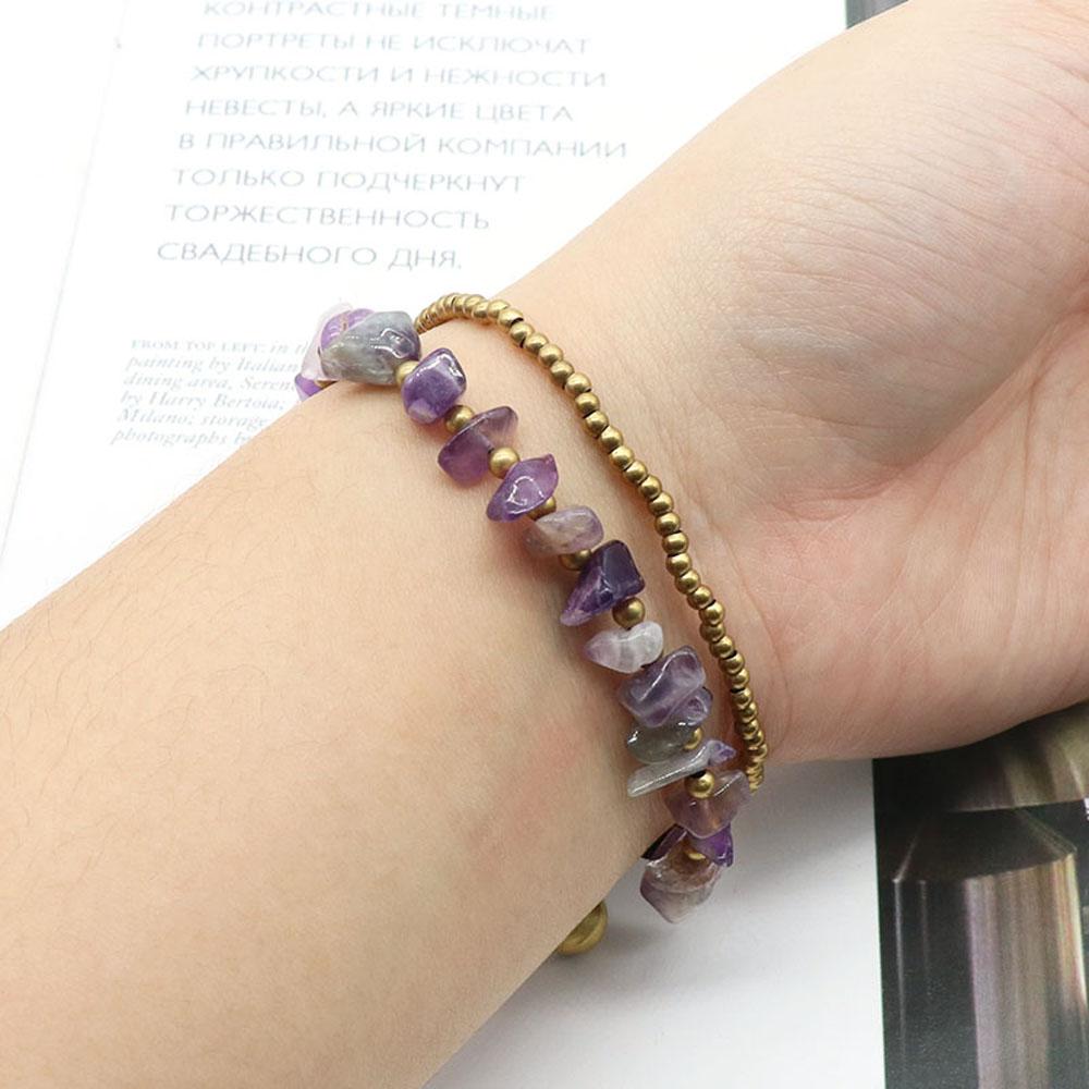 1 szt. Bransoletki z koralików z kamieni naturalnych w stylu bohemy, z kamieni kruszonych, dla kobiet i mężczyzn, do noszenia na co dzień, biżuteria, prezenty na święta, 18-18,5 cm