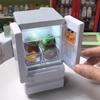 With Light Simulation White Refrigerator Toy Dollhouse Acssories Double Door Refrigerator 1:12 Miniature Food Play Sne Model