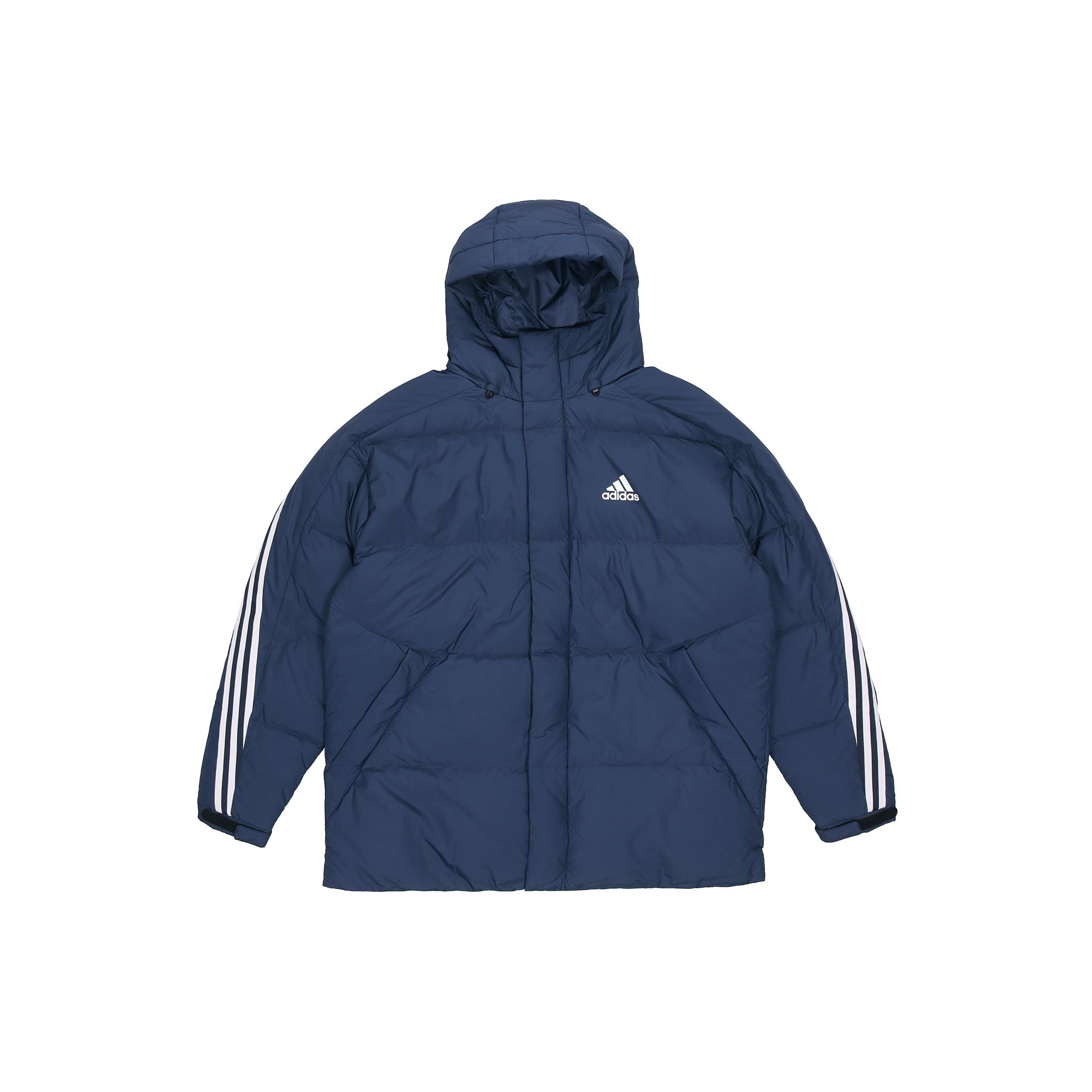 adidas 3st Puffy Dwn J Casual Sports Stay Warm hooded down Jacket Blue Men s H20756 XXL