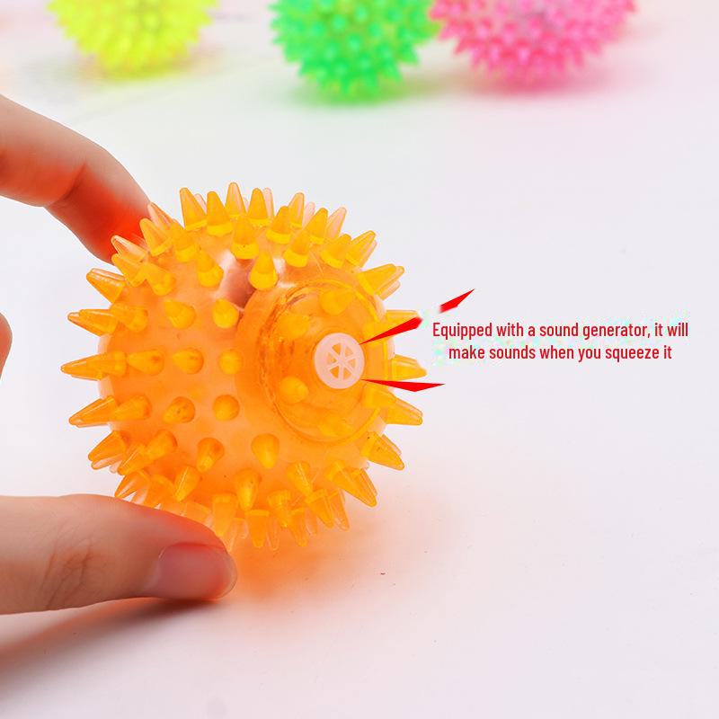Luminous Flashing Elastic Massage Ball with Thorns - Pet Toy and Night Time Fun