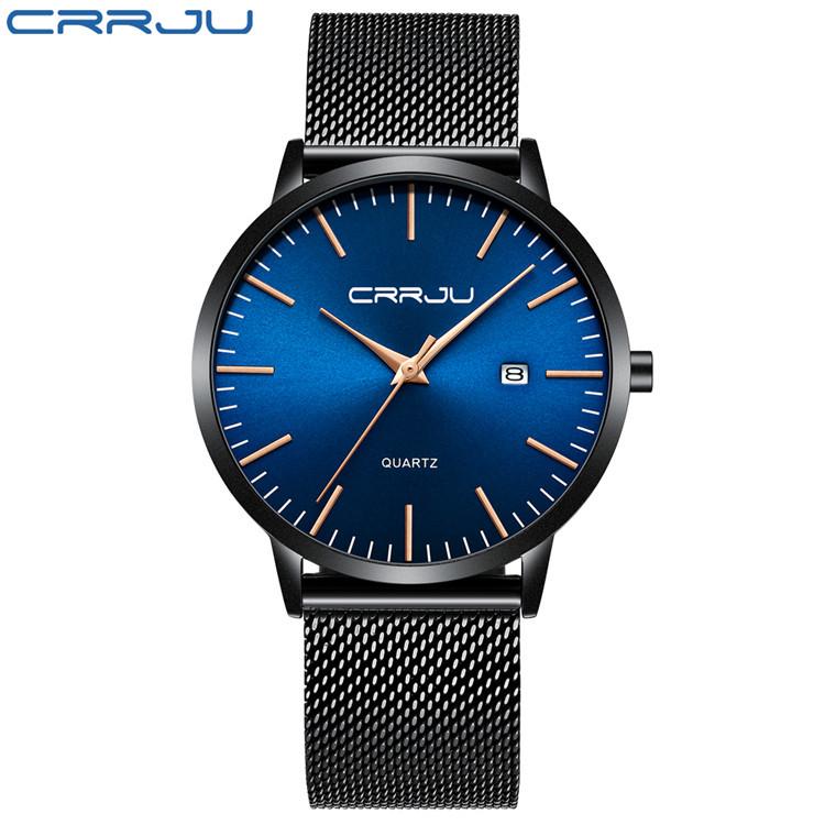 CRRJU 2172 Men's Casual Watch - Simple, Ultra-Thin Design with Calendar for Students and Professionals