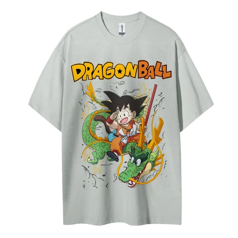 Dragon Ball Son Goku Baumwolle Unisex Rundhals Anime T-Shirt Bequem Kurzärmelig Sport und Freizeit Herren und Damen Oberteile