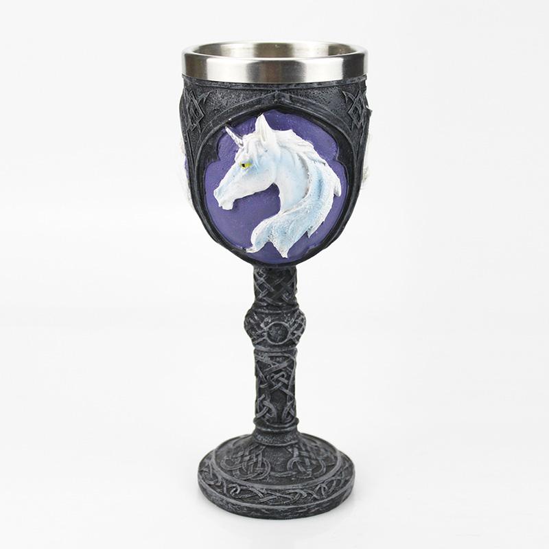 Gothic Goblet 3D Viking Stainless Steel Resin Skull Wine Goblet Dragon Claw Skeleton Spine Whiskey Cup Wine Glass for Halloween