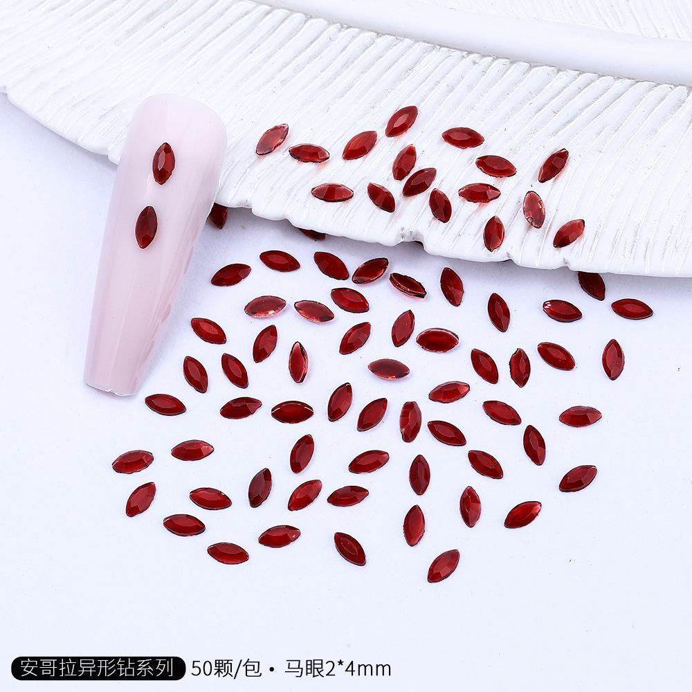 Angora Czerwony Mini Mały Płaskodenne Specjalny Kształt Diament Angora Czerwony Nowy Rok Boże Narodzenie K9 Nail Art Diamentowa Ozdoba