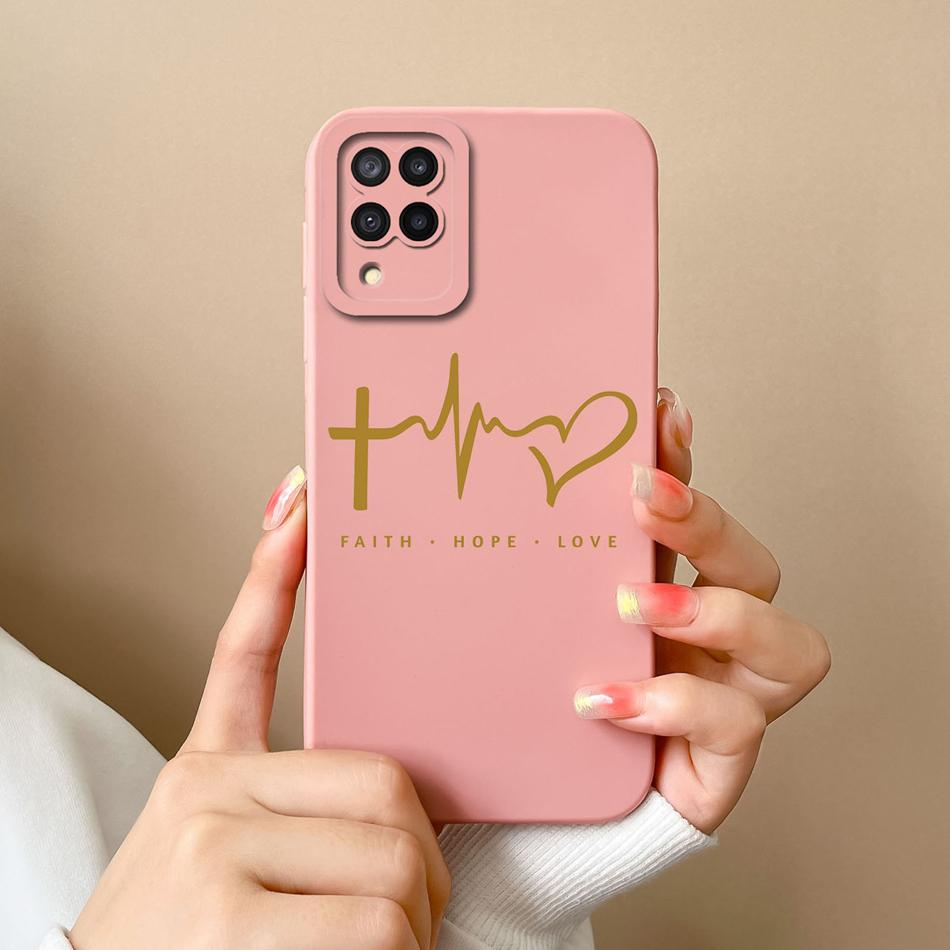 

Case For Samsung M32 M22 Back Cover Love Heart Coque Soft Liquid Silicone Bumper For Galaxy M 22 M 32 Full Protection Shell Capa Samsung M22