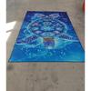Deep Ocean Serenity Rug Large Detailed Turtle with Vibrant Shell & Fishes Calming Navy Blue Carpet for Living Room Bedroom Floor
