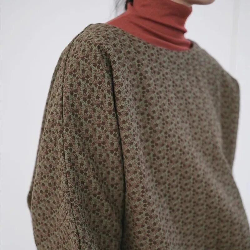 Johnature Damskie parki pulowerowe z nadrukiem kwiatowym, z dekoltem w kształcie litery O, z długim rękawem, zimowe płaszcze oraz bawełniane ciepłe damskie bawełniane parki w stylu vintage