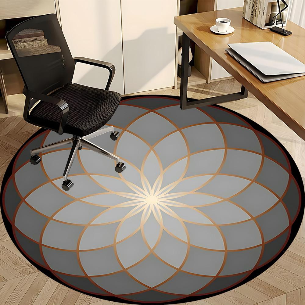 1pc Flower MandalaChair Carpet for Office, Indoor Non-Slip Washable Polyester Fiber Carpet, Mat For Office, Machine Washable