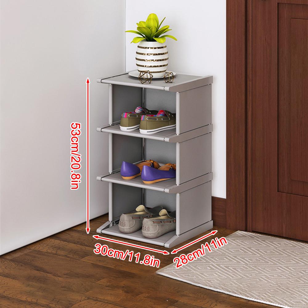8/4 Tiers Shoe Rack  Vertical Narrow Shoe Shelf Storage Organizer Sturdy Space Saving Tall Narrow Shoe Rack for Entryway Closet