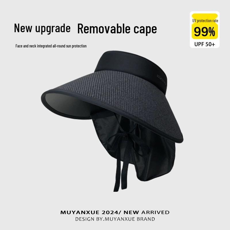 2025 Women's Open-Top Visor Hat: Large Brim UV Protection for Outdoor Spring