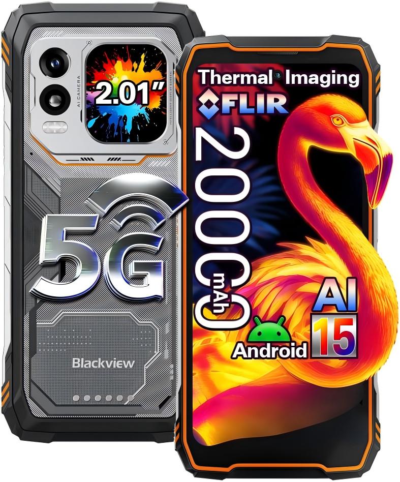 

Blackview Xplore 1 Pro 5G Cellhone 12GB+256GB 20000mAh 6.78 Display 64MP Android 15 Smartphone помаранчевий