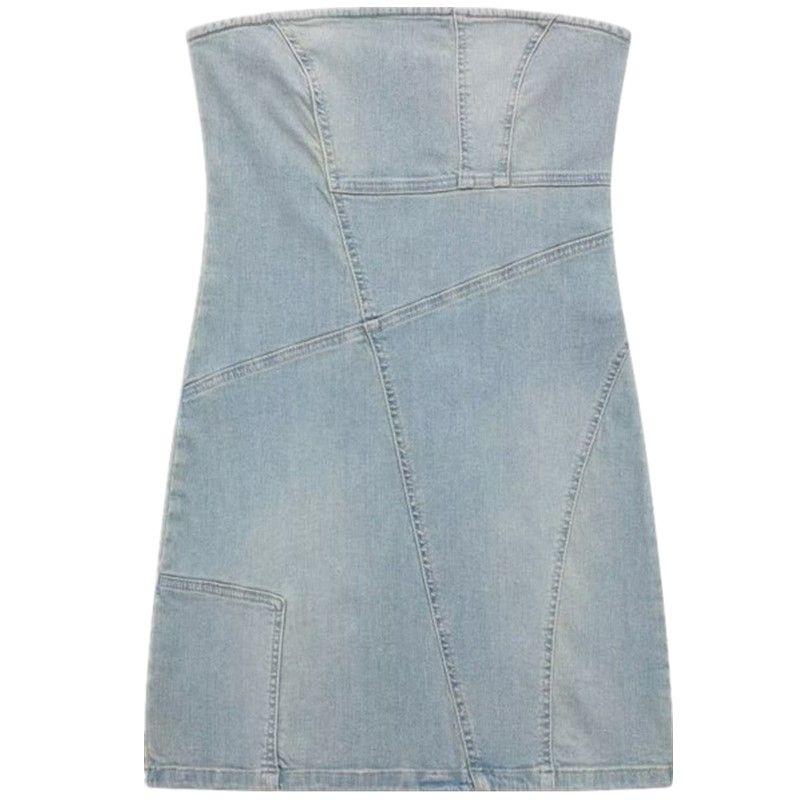 

Модный стиль Летняя женская мода Трендовое облегающее Стильное платье из денима без бретелек 7227081 400 Blue L