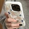 Adorable Cute Bear Pattern Folds Texture Phone Case For iPhone 17 16 15 Pro Max 14 Plus 13 12 11 17 Air With Blue Bows Cover