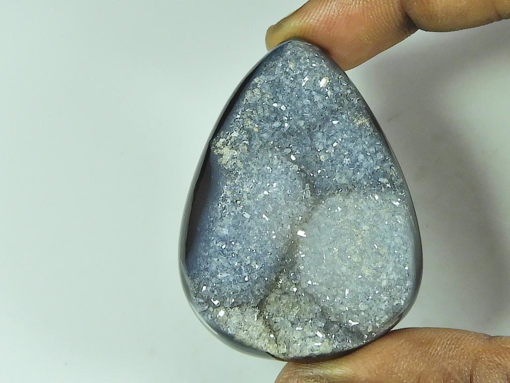 36X49X12MM Dyed Black Onyx Druzy Agate Pear Cabochon Loose Gemstone 143Cts. SK-4676