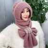 Ear Protection Knitted Skullies Hat Scarf Set Neck Warmer Cycling Balaclavas Hat  All-match