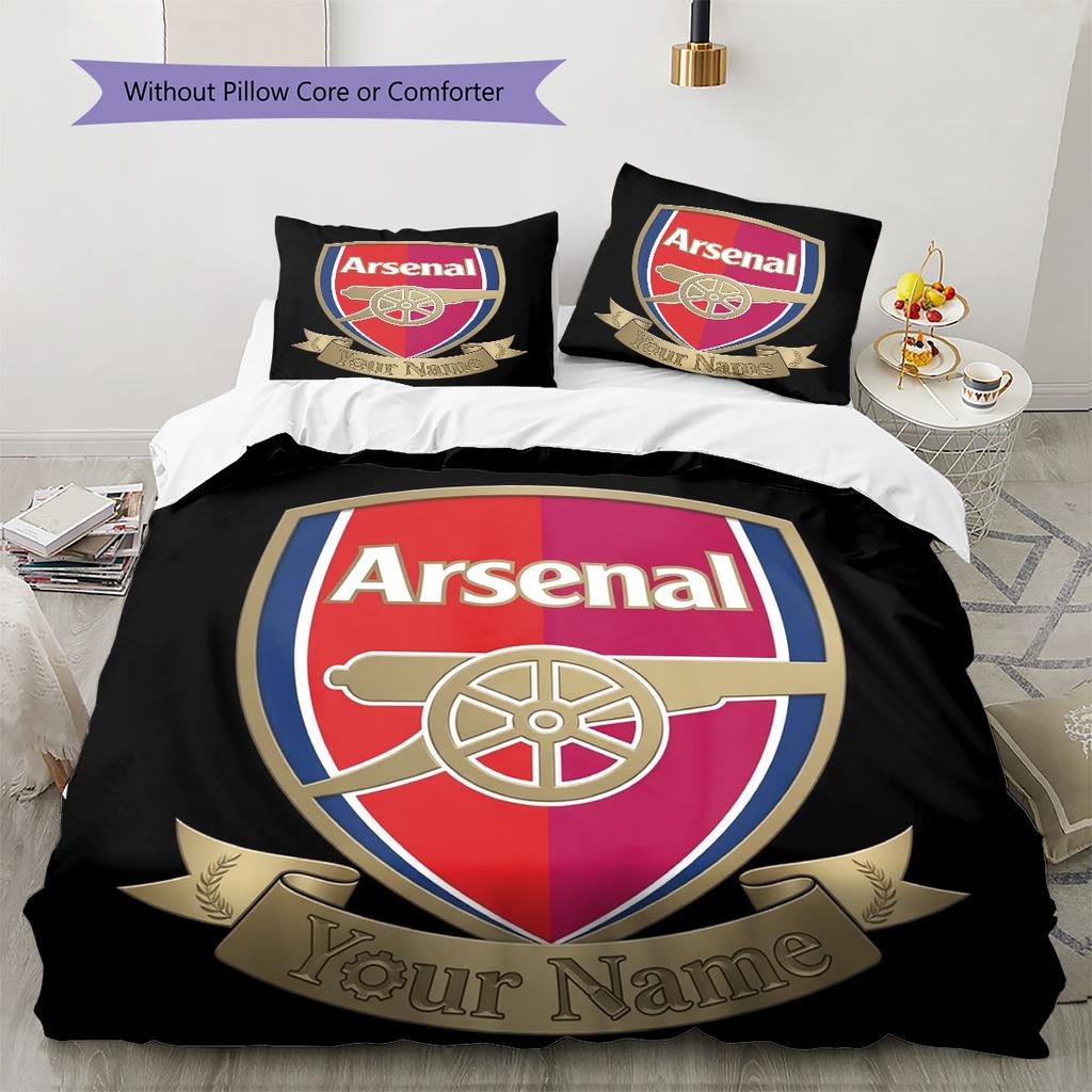 Arsenal F Custom Name Pattern Bedding,Quilt Set Quilt Cover Pillowcase Home Birthday Gift(1 * Duvet Cover + 2 * Pillowcase, Without Core)