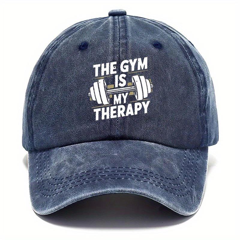 Mens Retro Fitness Baseball Cap Adjustable Dad Hat with The Gym Is My Graphic Durable NonStretch Fabric