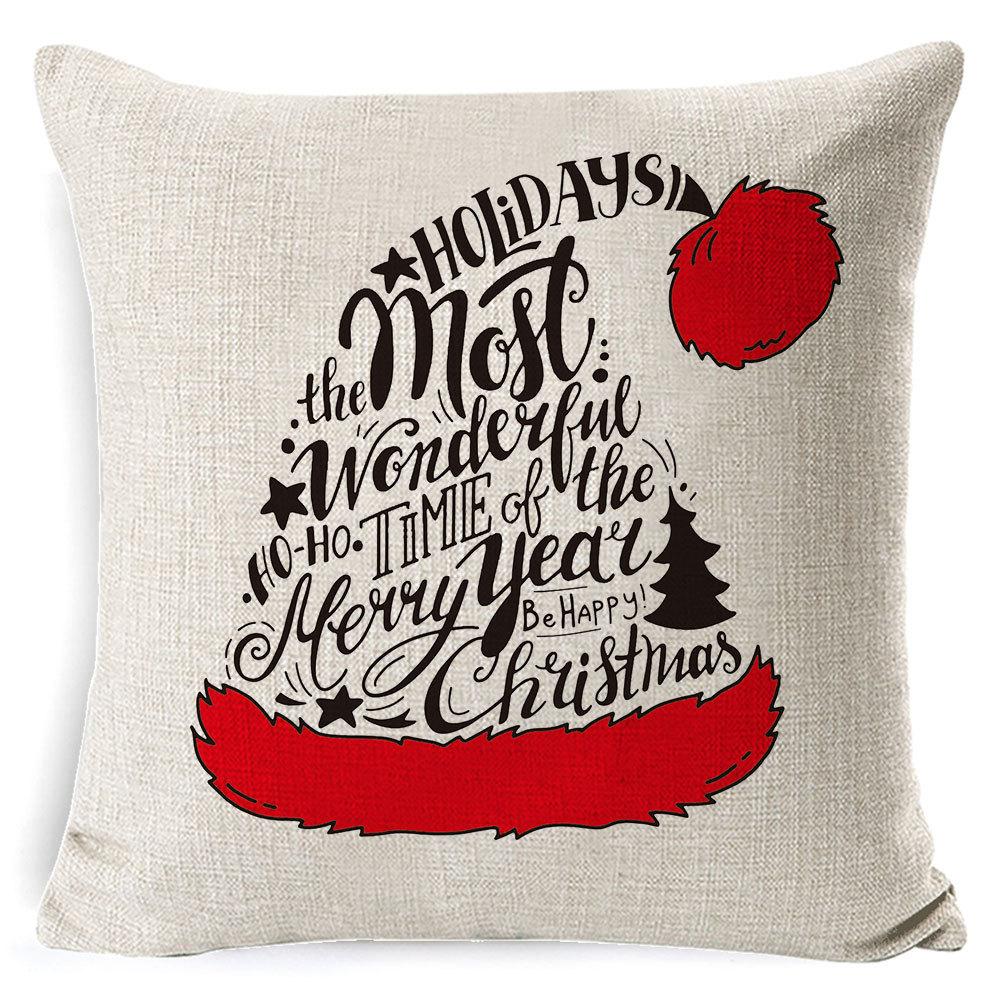 Christmas red and white elk snowflake Christmas tree linen pillow cushion cover home pillow cover European style