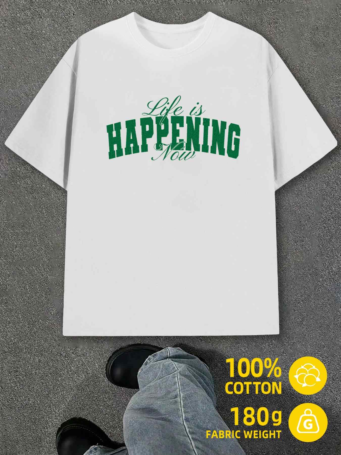 T-Shirt Y2K Life Happening Now White 4XL