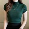 Women's Slim-Fit Large-Gauge Knit Half-High Neck Short Sleeve Top - Ideal Autumn/Winter Base Layer or Outerwear Sweater