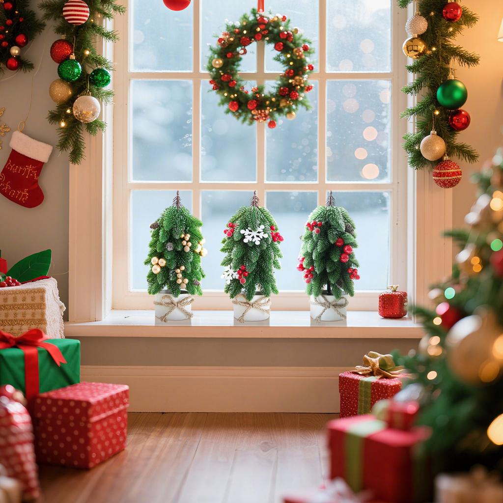 Christmas Decorations: Desktop Christmas Tree, Small Potted Plant, Nobetasone For The Living Room.