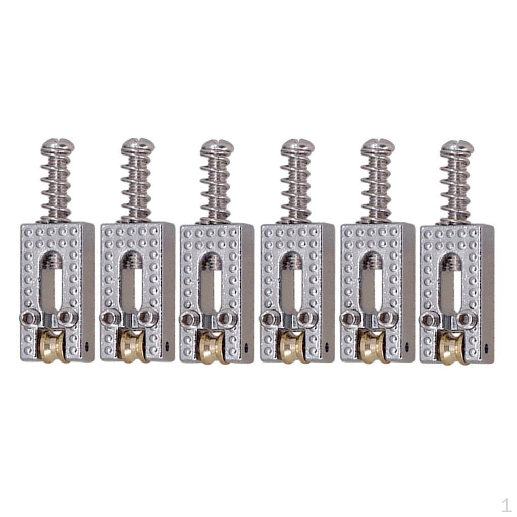 6 Pieces Zinc Alloy Roller String Saddle Bridge for Electric серебряный