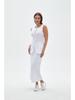 Capable Solid Color Linen Blend Micro-Elastic Vest & Long Dress Two-Piece Set - Summer/Autumn for Work or Casual Wear