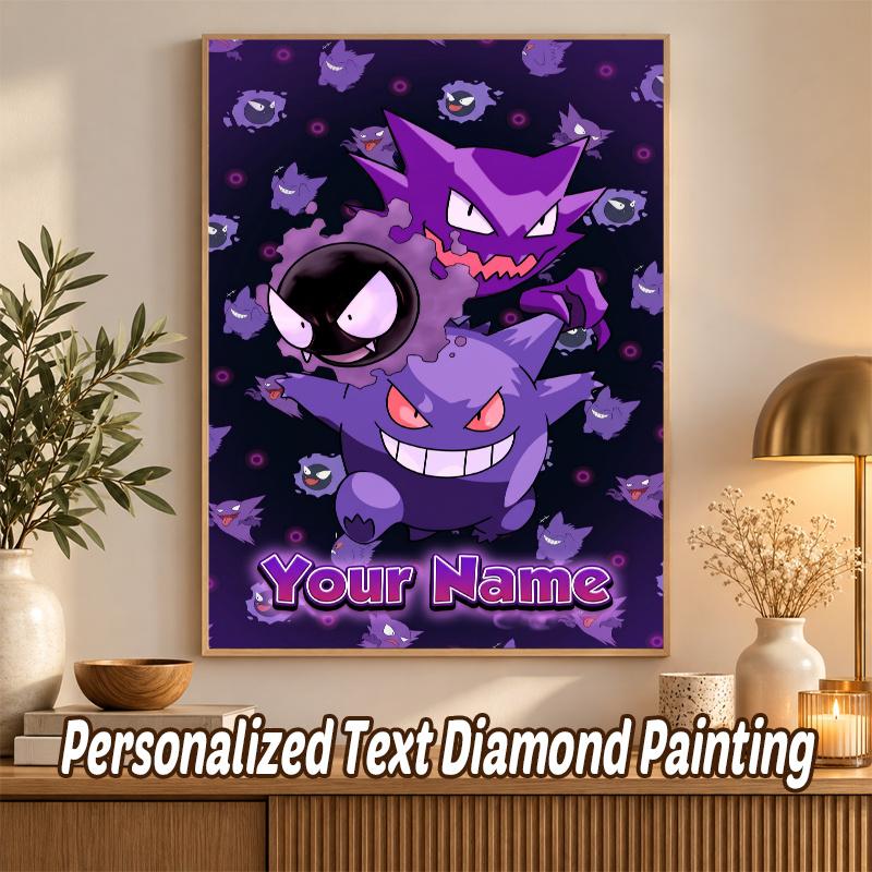 Gengar Haunter Gastly Custom Name Diamond Painting Personalized 5D Full Drill DIY Diamond Art Home Decor