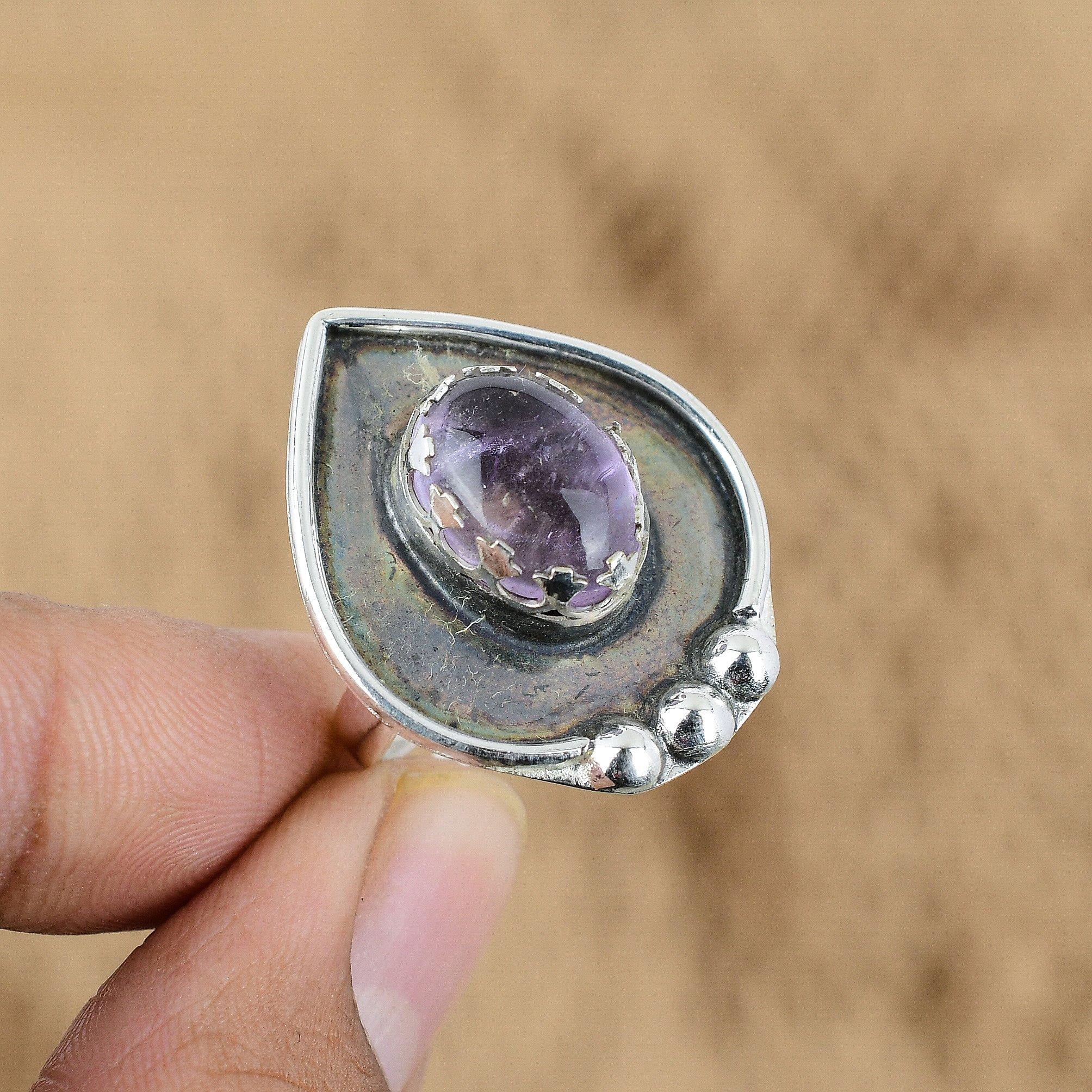 

Mothers day Deal February African Amethyst Gemstone New Ring 925 Sterling Silver Yes