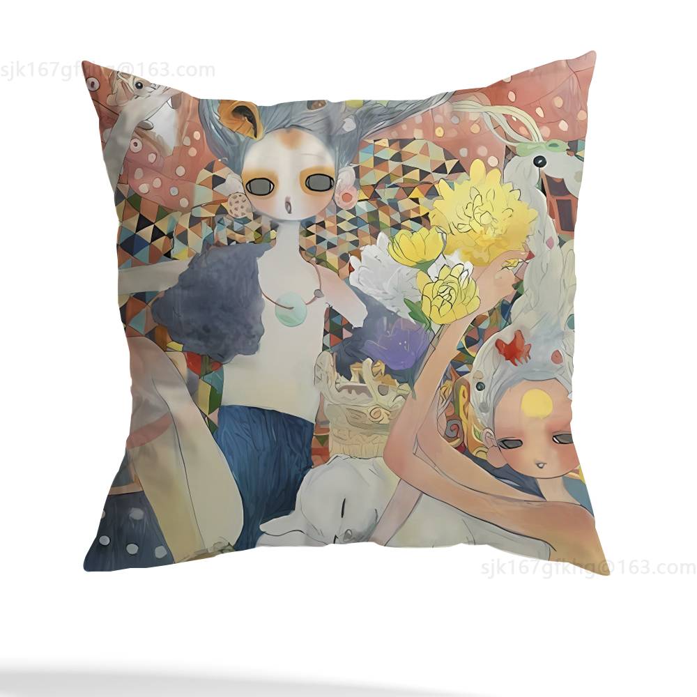 Aya Takano Pillow Case Sofa Living Room Bedroom Headboard Backrest Cushion Square Cushion Nap Time
