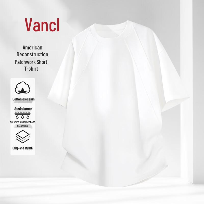 VANCL Men s Heavyweight Loose Fit Patchwork T-Shirt M