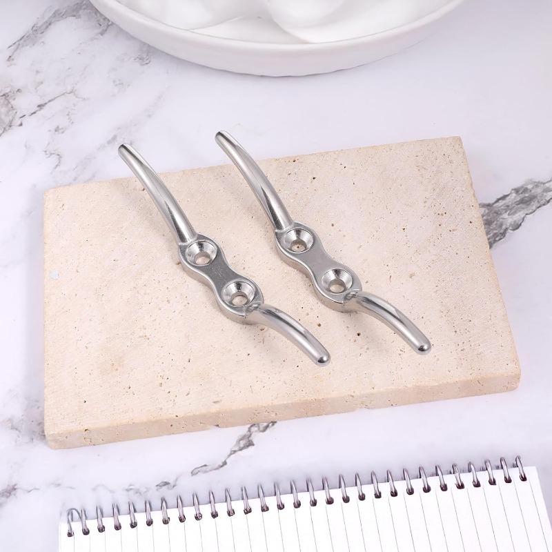 2 Pcs Marine Hardware Rope Cleat, 4 Inch Stainless Steel Dock Cleats Heavy Duty Rope Cleat Marine Stainless Deck Boat Cleats with Mounting