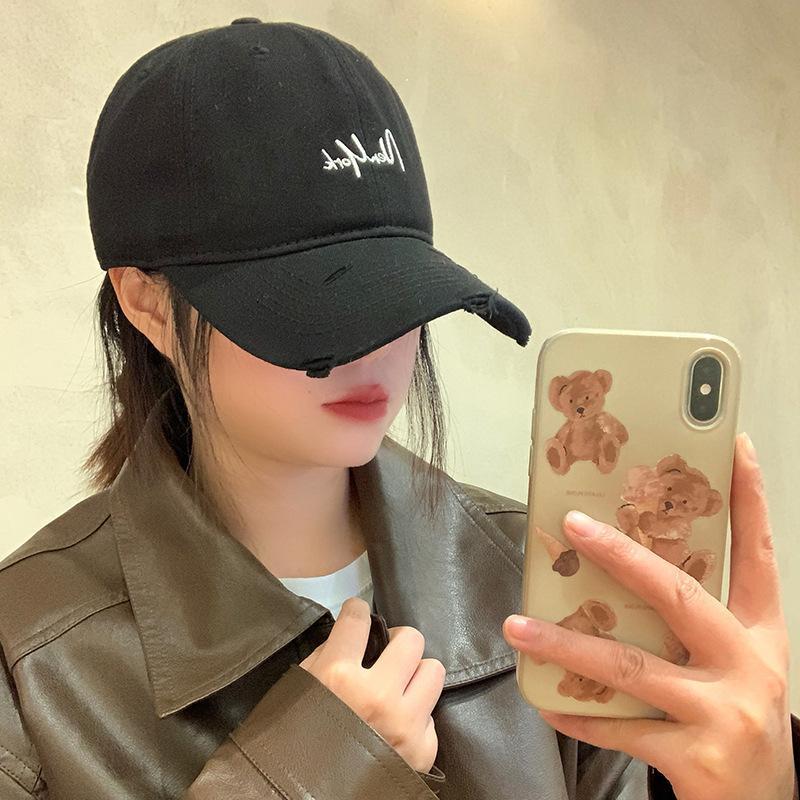 Distressed Perforated Duckbill Cap Cotton Baseball Cap Embroidery Adjustable Deep Fit Baseball Cap For Big Head Daily Hiking