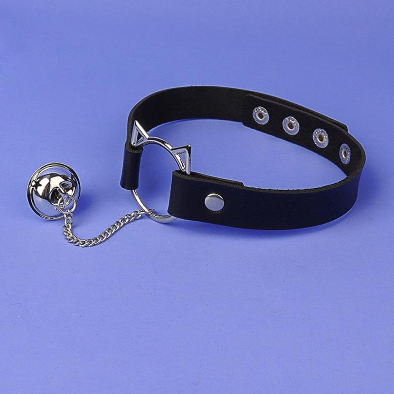 Sexy Gothic Punk Harajuku Halloween Chain Choker Collar Necklace for Women Adjustable Leather for Cat for Head Chocker N
