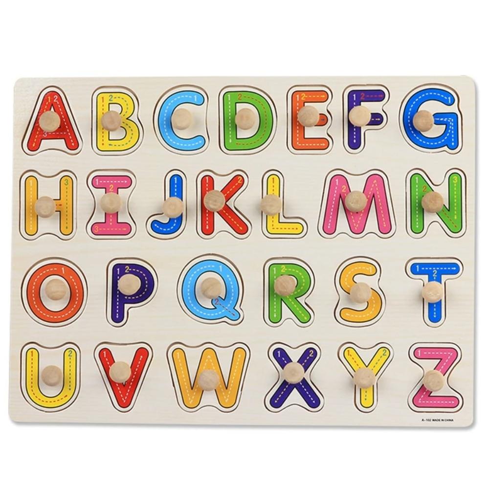 Drevené puzzle pre batoľatá Montessori hračky pre bábätká ABC Abeceda Číslo Tvar Zodpovedajúca dosková hra Predškolská vzdelávacia hračka pre deti 2-4