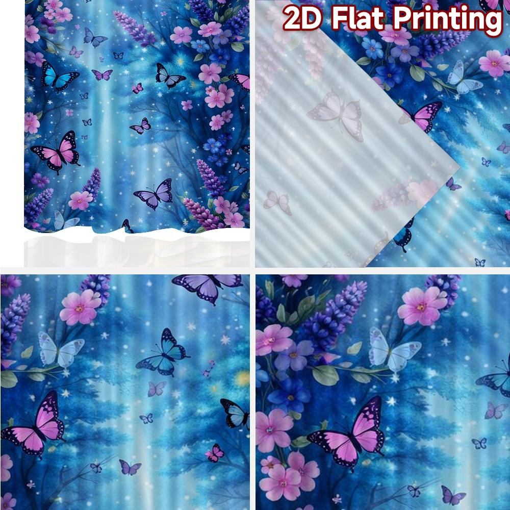 2D FLAT PRINTING 2pcs Curtains (Without Rod) Butterfly Floral Fantasy Modern Pattern Curtains Versatile Durable Polyester