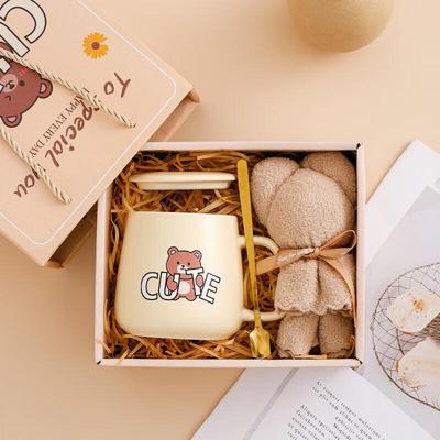 Little Bear Ceramic Mug & Towel Gift Set with Lid & Spoon