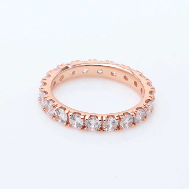 Rose Gold Sparkling Zirconia Ring - European American Fashion Women's Light Luxury Eternal Band