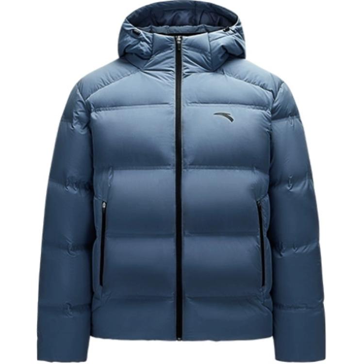 

Anta Comfortable Casual Hooded Simple Zipper Down Jacket Men Outerwear Checkered-Gray 952447905-4 L