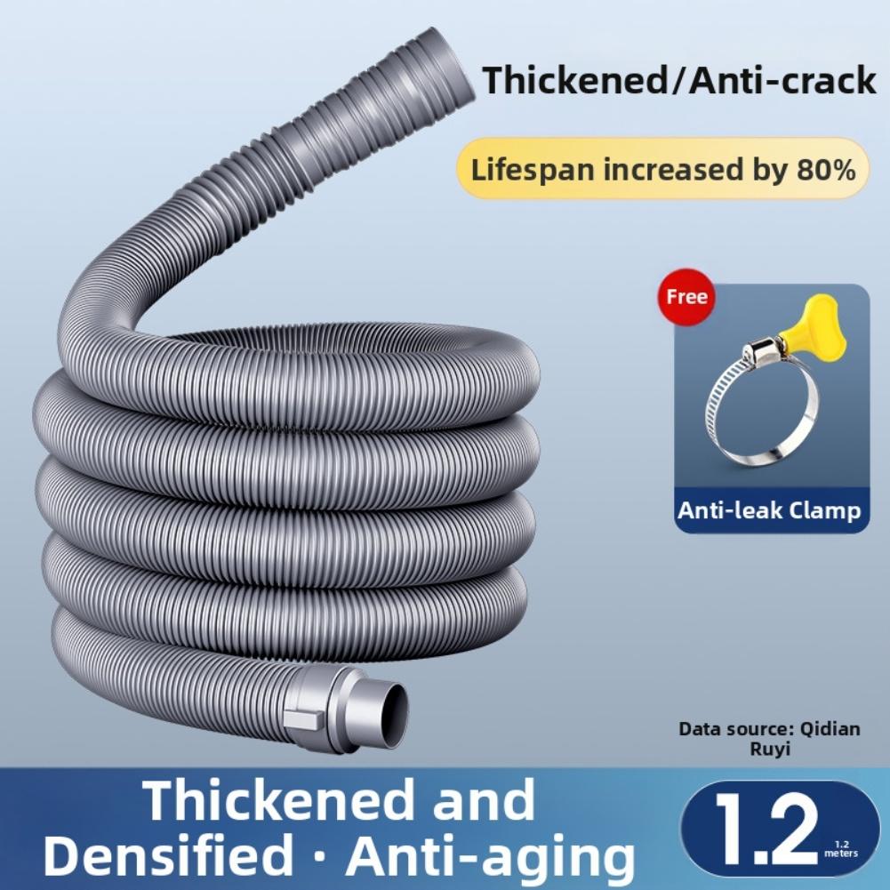 Washing Machine Drain Hose Fully Automatic Leak Proof Water Pipe Adjustable Length with Clamp for Fast Installation
