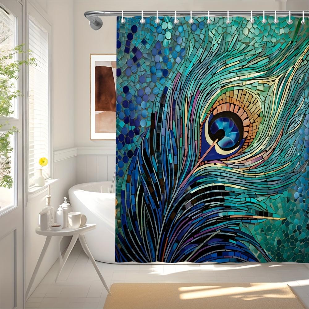 Peacock Feather Shower Curtain - Vibrant and detailed wall hanging decorations for living rooms and bedrooms - Natural stylehome